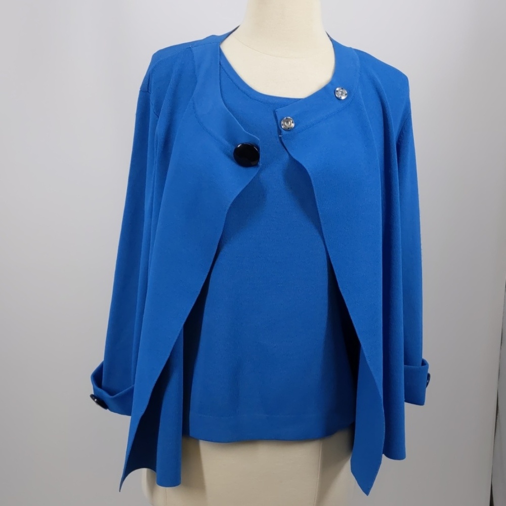 Yarns & Stitches blue knit jacket + tank top-sz M